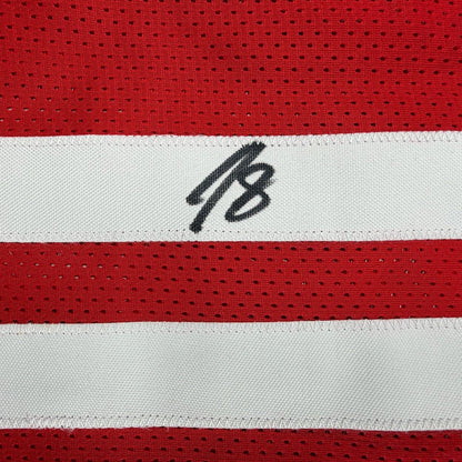 Framed Autographed/Signed Jabari Smith Jr. 35x39 Houston Red Basketball Jersey Tristar COA