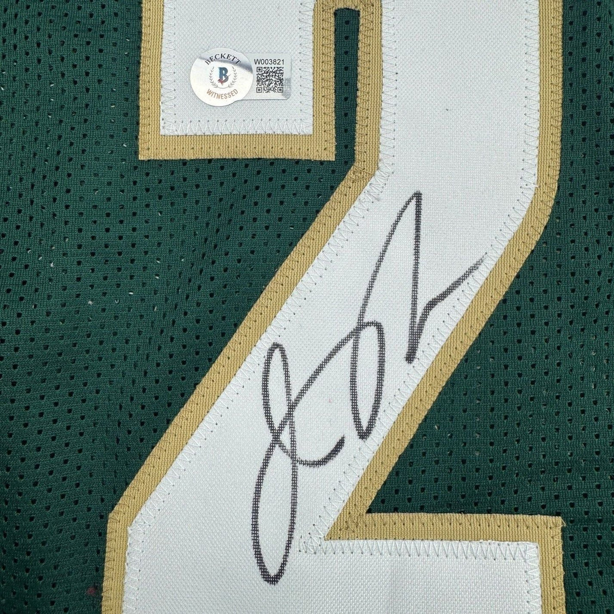 Framed Autographed/Signed Jason Richardson 35x39 Michigan State Green College Basketball Jersey Beckett BAS COA