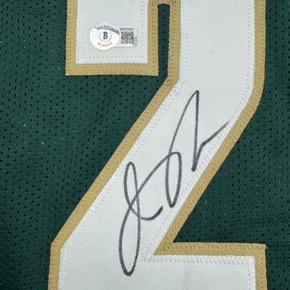 Framed Autographed/Signed Jason Richardson 35x39 Michigan State Green College Basketball Jersey Beckett BAS COA