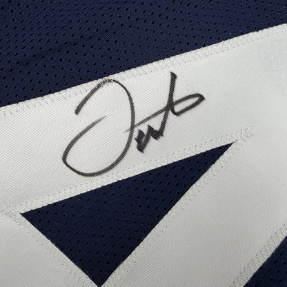 Framed Autographed/Signed Jesse Luketa 35x39 Penn State Blue College Football Jersey JSA COA