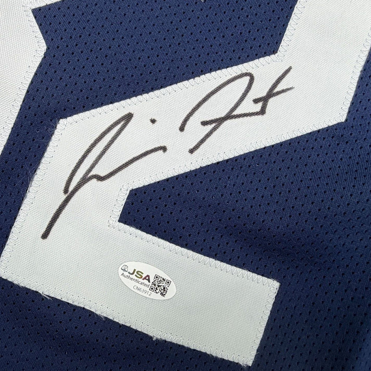 Framed Autographed/Signed Jimmer Fredette 35x39 BYU Blue College Basketball Jersey JSA COA