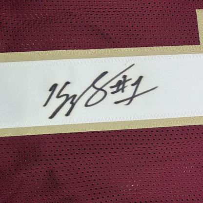 Framed Autographed/Signed Kelvin Benjamin 35x39 Florida State FSU Maroon College Football Jersey Beckett BAS COA