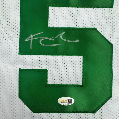 Framed Autographed/Signed Kevin Garnett 35x39 Boston White Basketball Jersey Beckett BAS COA