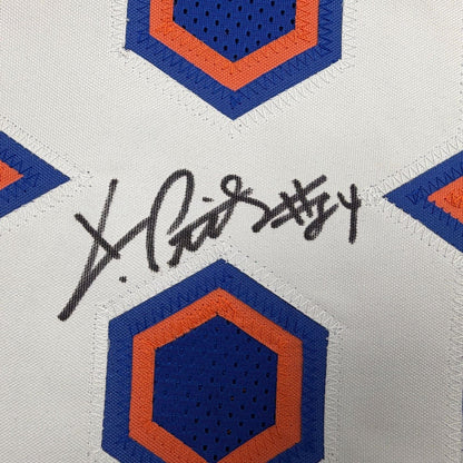 Framed Autographed/Signed Kyle Pitts 35x39 Florida Blue College Football Jersey JSA COA