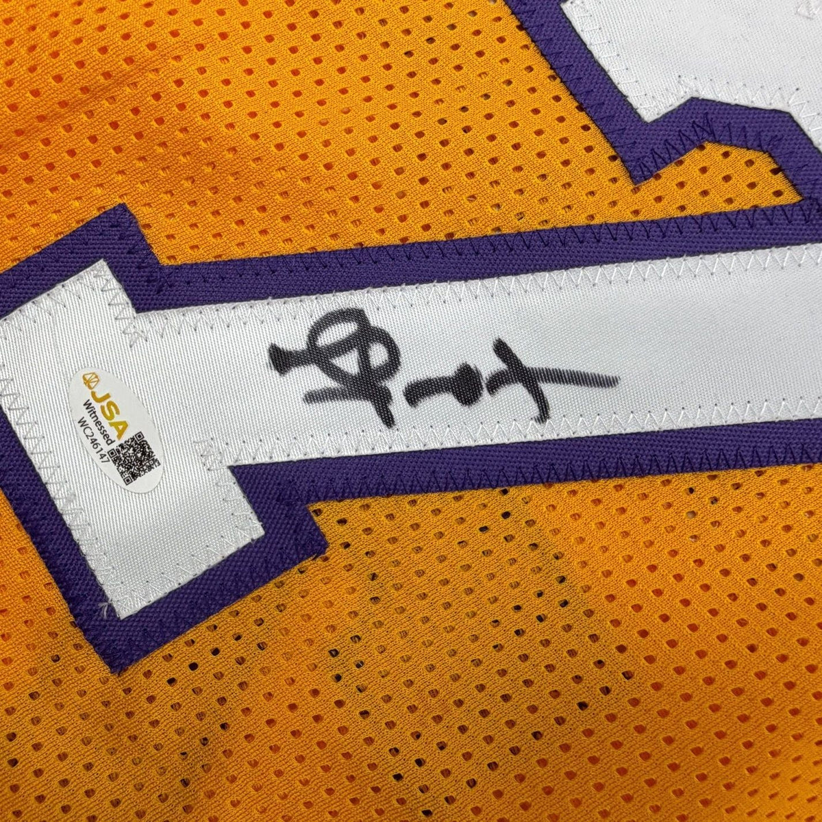 Framed Autographed/Signed Lamar Odom 35x39 Los Angeles Yellow Basketball Jersey JSA COA