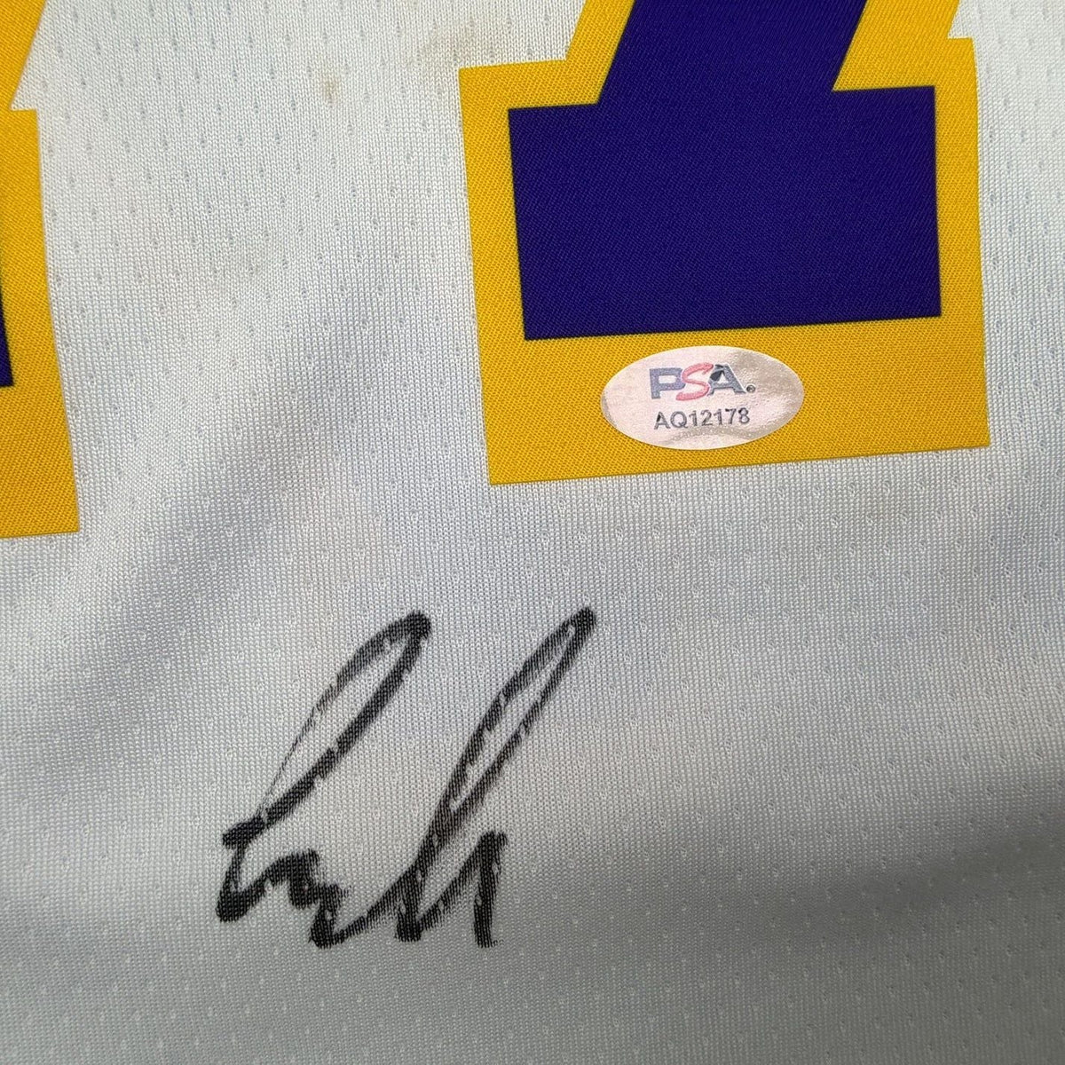 Framed Autographed/Signed Luka Doncic 35x39 Los Angeles Lakers White Authentic Basketball Jersey PSA/DNA COA