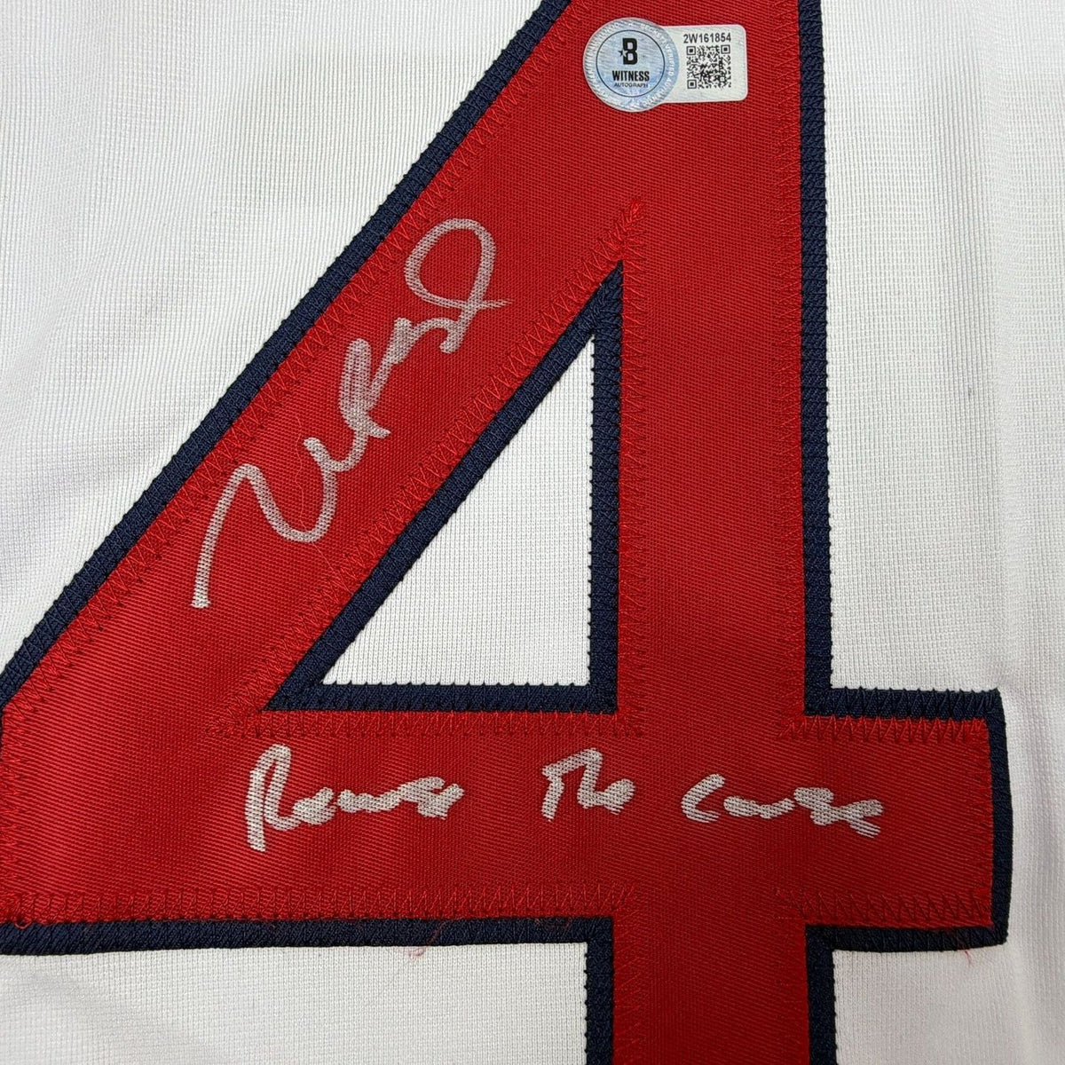Framed Autographed/Signed Manny Ramirez Reverse The Curse 35x39 Boston White Baseball Jersey Beckett BAS COA