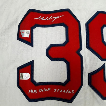Framed Autographed/Signed Marcelo Mayer MLB Debut 35x39 Boston Red Sox White Authentic Baseball Jersey Fanatics & MLB COA