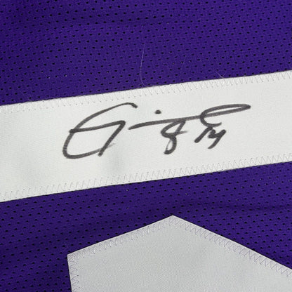 Framed Autographed/Signed Michael Clayton LSU 35x39 Purple College Football Jersey JSA COA