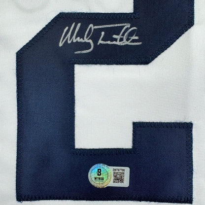 Framed Autographed/Signed Mickey Tettleton 35x39 Detroit White Baseball Jersey Beckett BAS COA
