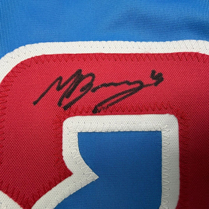 Framed Autographed/Signed Moises Ballesteros 35x39 Chicago Blue City Connect Baseball Jersey Beckett BAS COA