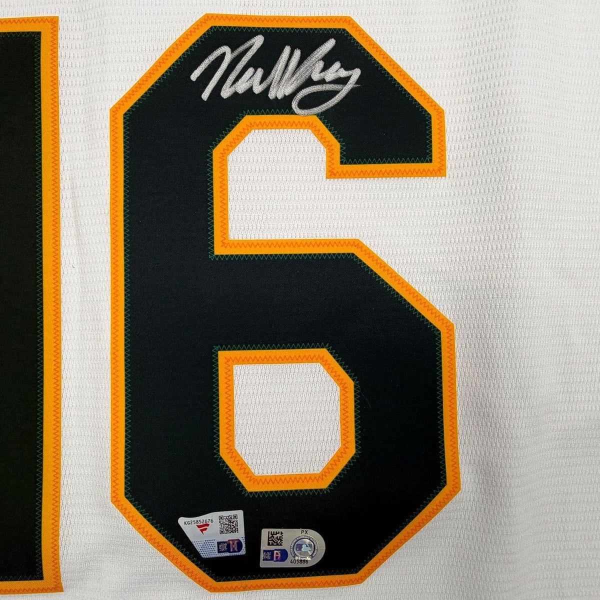 Framed Autographed/Signed Nick Kurtz 35x39 Athletics White Authentic Baseball Jersey Fanatics & MLB COA
