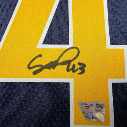 Framed Autographed/Signed Pascal Siakam 35x39 Indiana Pacers Blue Authentic Basketball Jersey Fanatics COA