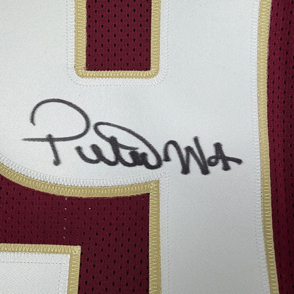 Framed Autographed/Signed Peter Warrick 35x39 Florida State FSU Maroon College Football Jersey Beckett BAS COA