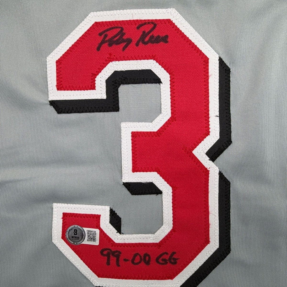 Framed Autographed/Signed Pokey Reese 35x39 Cincinnati Grey Baseball Jersey Beckett BAS COA