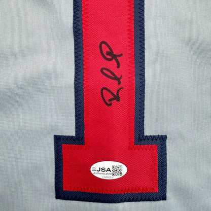 Framed Autographed/Signed Rafael Furcal 35x39 Atlanta Grey Baseball Jersey JSA COA