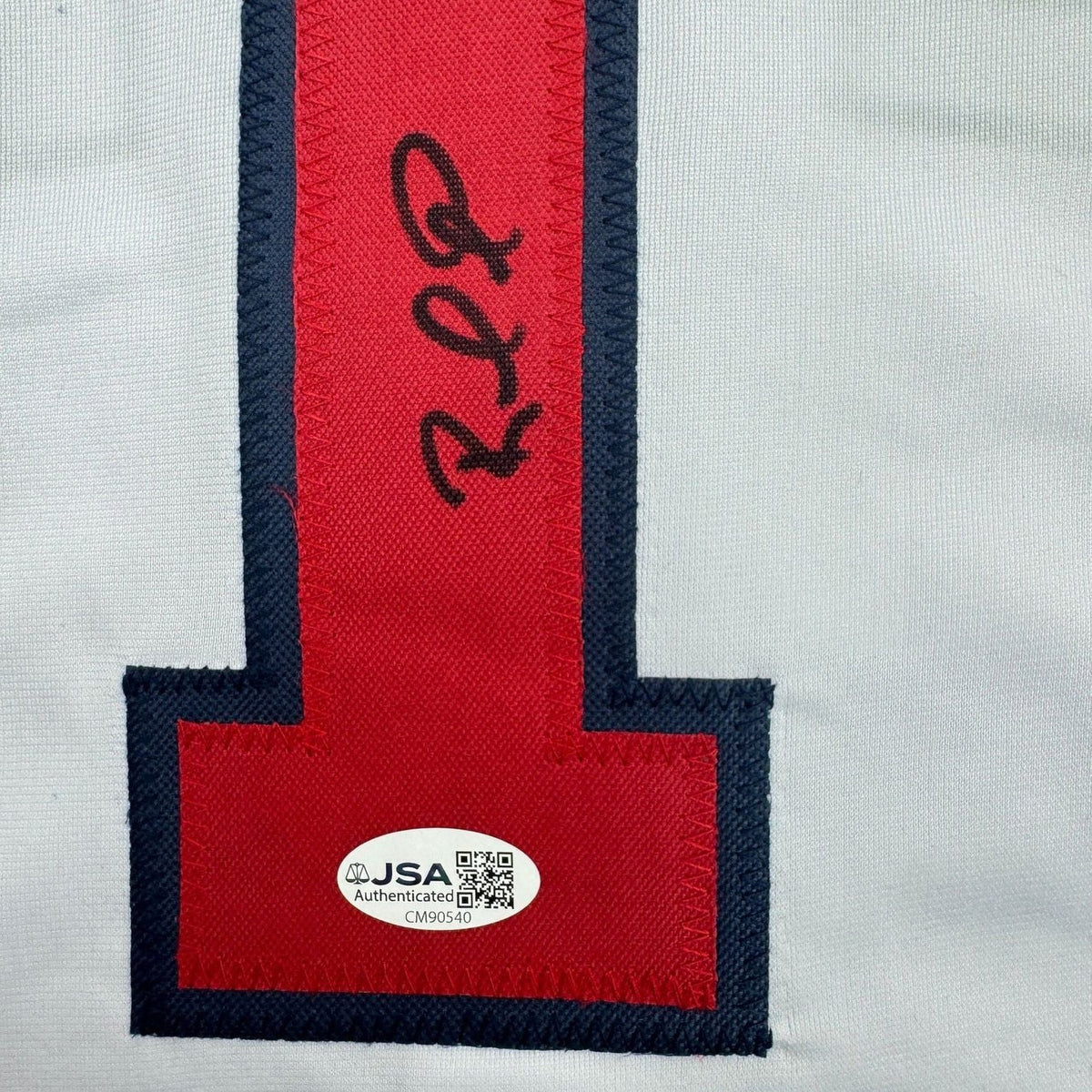 Framed Autographed/Signed Rafael Furcal 35x39 Atlanta White Baseball Jersey JSA COA