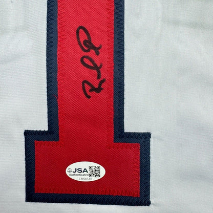 Framed Autographed/Signed Rafael Furcal 35x39 Atlanta White Baseball Jersey JSA COA
