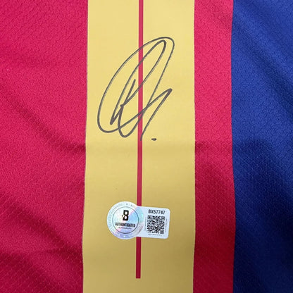 Framed Autographed/Signed Raphinha Raphael Belloli 35x39 FC Barcelona Navy #11 Soccer Jersey Beckett BAS COA