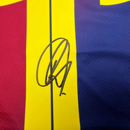 Framed Autographed/Signed Raphinha Raphael Belloli 35x39 FC Barcelona Blue #11 Soccer Jersey Beckett BAS COA