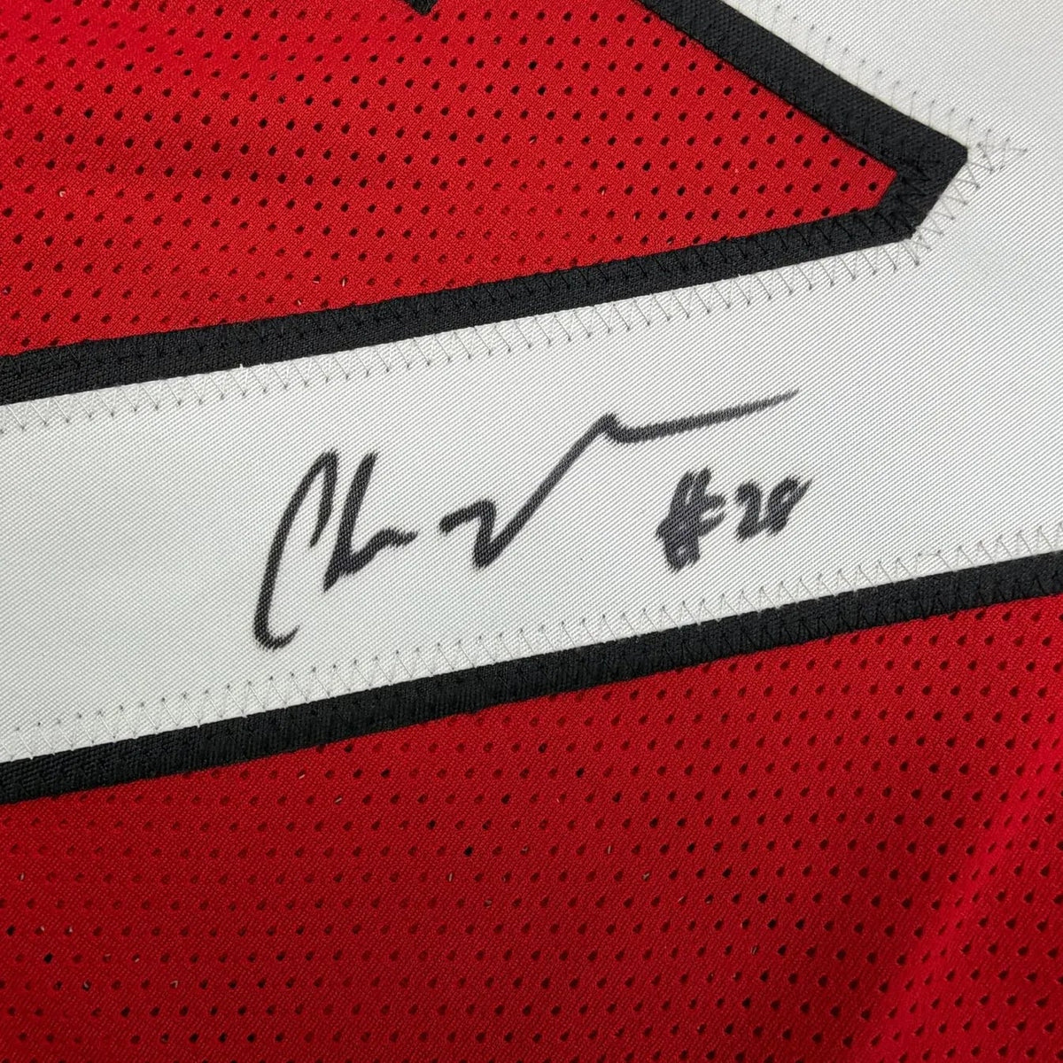 Framed Autographed/Signed Chris Johnson 35x39 Arizona Red Football Jersey JSA COA