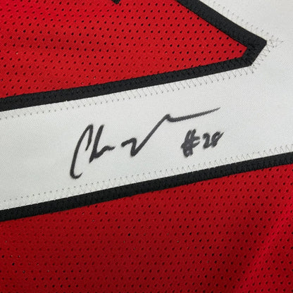 Framed Autographed/Signed Chris Johnson 35x39 Arizona Red Football Jersey JSA COA
