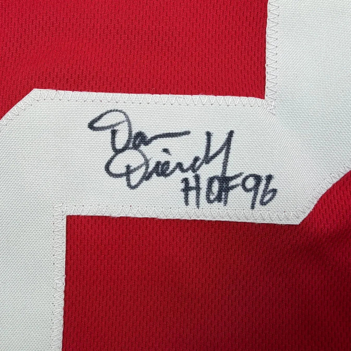 Framed Autographed/Signed Dan Dierdorf 35x39 Arizona Red Football Jersey Beckett BAS COA