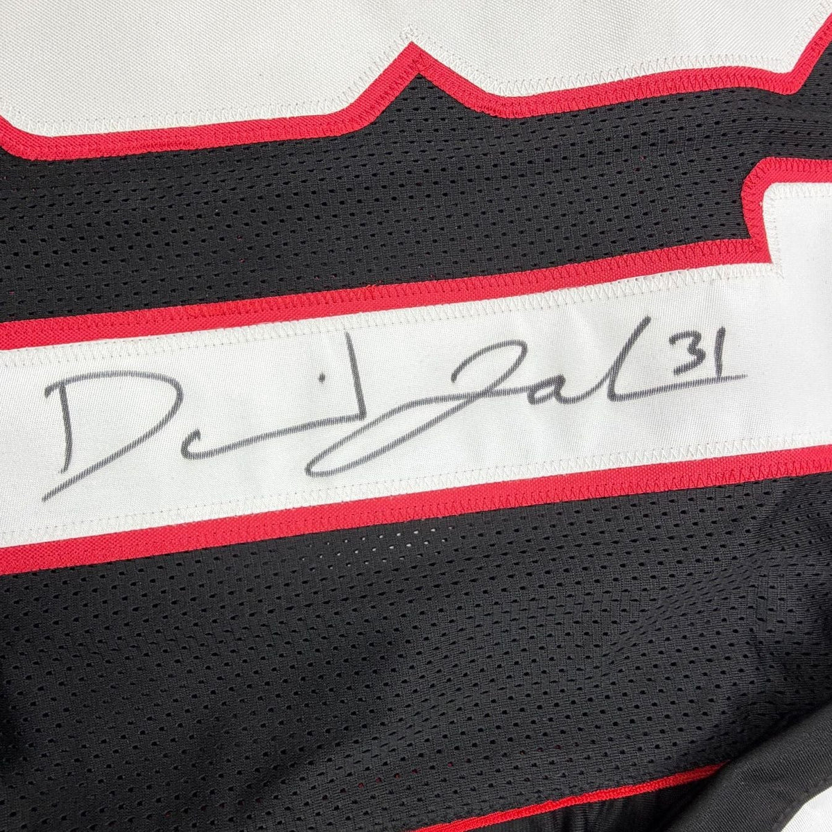 Framed Autographed/Signed David Johnson 35x39 Arizona Black Football Jersey Beckett BAS COA