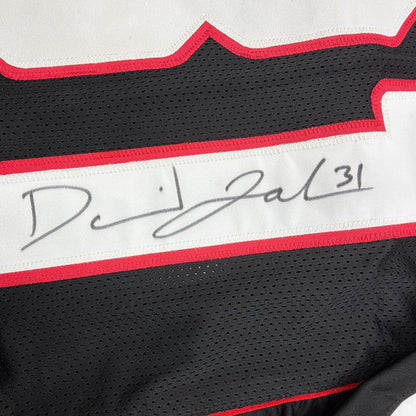 Framed Autographed/Signed David Johnson 35x39 Arizona Black Football Jersey Beckett BAS COA