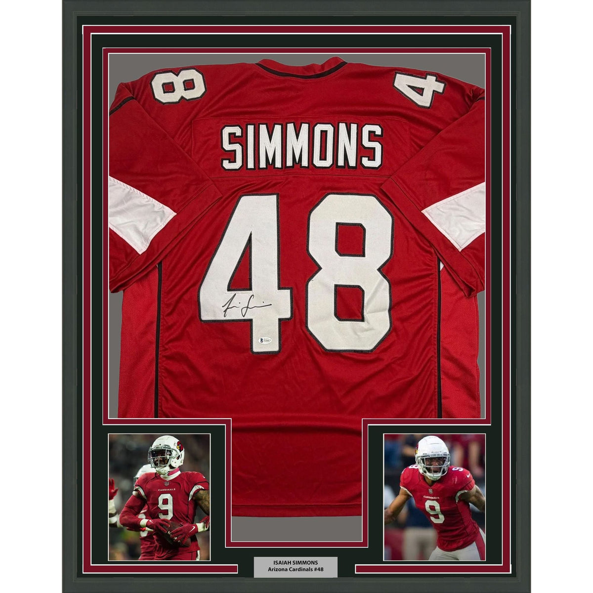 Framed Autographed/Signed Isaiah Simmons 35x39 Arizona Red Football Jersey Beckett BAS COA