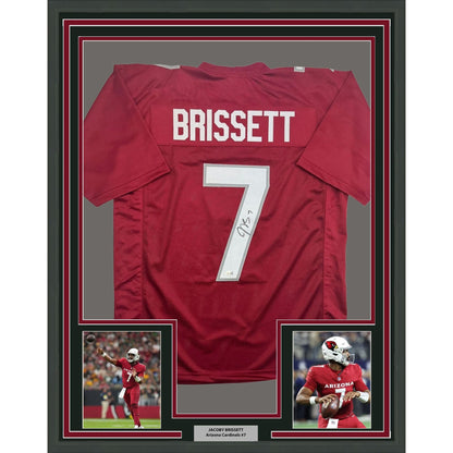 Framed Autographed/Signed Jacoby Brissett 35x39 Arizona Red Football Jersey JSA COA