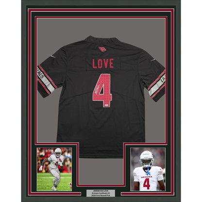 Framed Autographed/Signed Jeremiyah Love 35x39 Arizona Black Football Jersey PSA/DNA COA