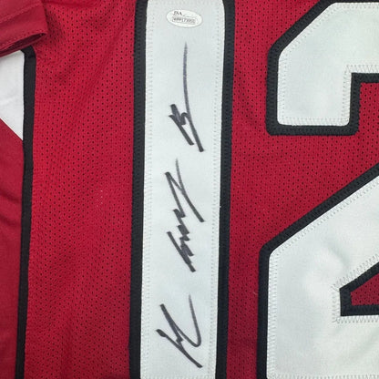 Framed Autographed/Signed John Brown 35x39 Arizona Red Football Jersey JSA COA