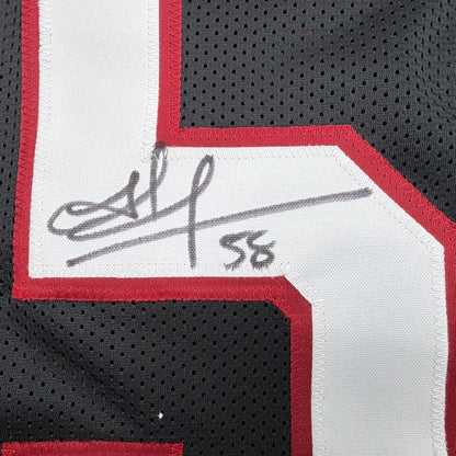 Framed Autographed/Signed Jordan Hicks 35x39 Arizona Black Football Jersey JSA COA