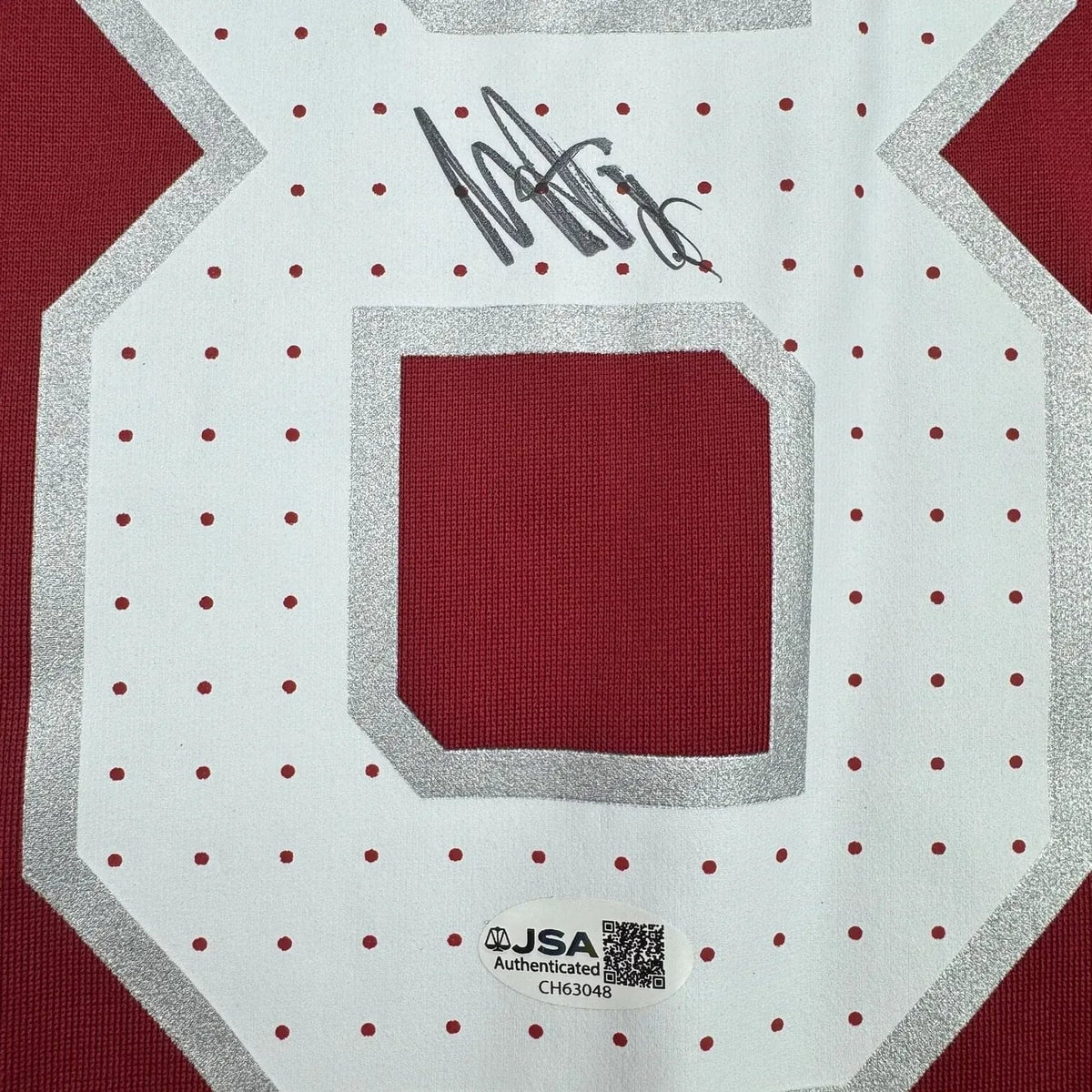 Framed Autographed/Signed Marvin Harrison Jr. 35x39 Arizona Cardinals Red Authentic Football Jersey Beckett BAS COA