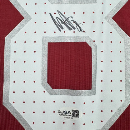 Framed Autographed/Signed Marvin Harrison Jr. 35x39 Arizona Cardinals Red Authentic Football Jersey Beckett BAS COA