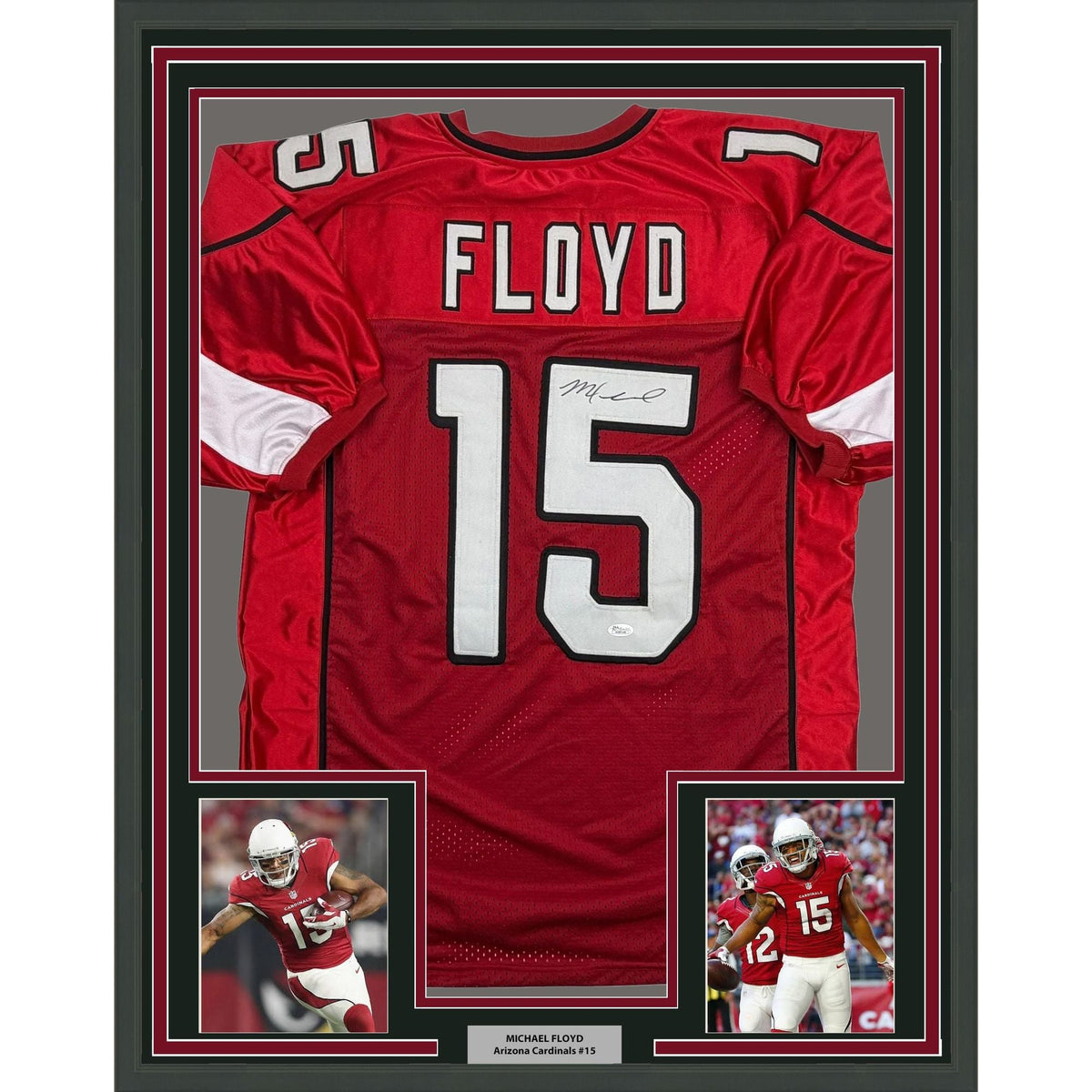 Framed Autographed/Signed Michael Floyd 35x39 Arizona Red Football Jersey JSA COA