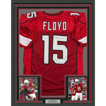 Framed Autographed/Signed Michael Floyd 35x39 Arizona Red Football Jersey JSA COA