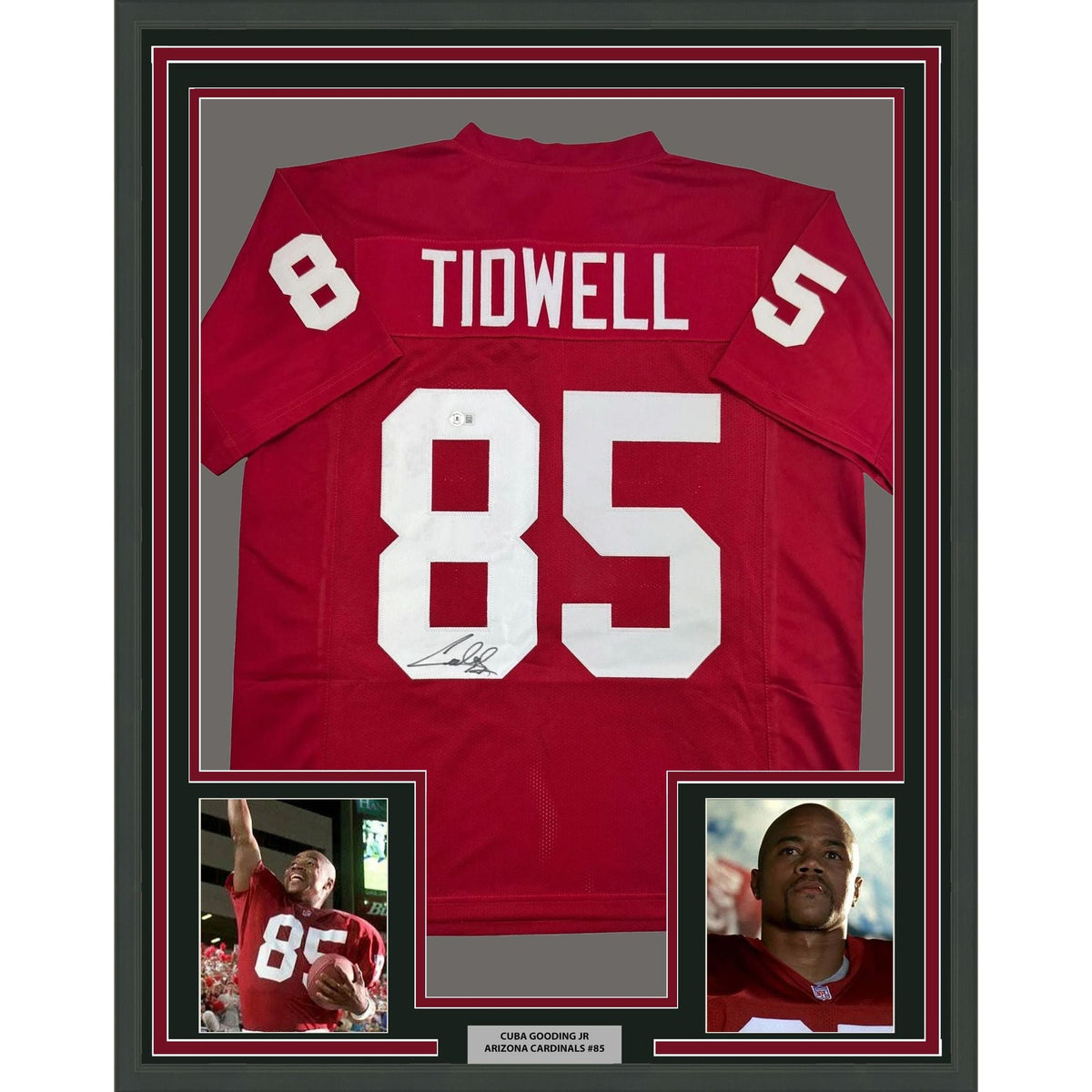 Framed Autographed/Signed Cuba Gooding Jr Rod Tidwell 35x39 Jerry Maguire Arizona Red Football Jersey Beckett BAS COA