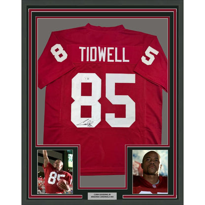 Framed Autographed/Signed Cuba Gooding Jr Rod Tidwell 35x39 Jerry Maguire Arizona Red Football Jersey Beckett BAS COA