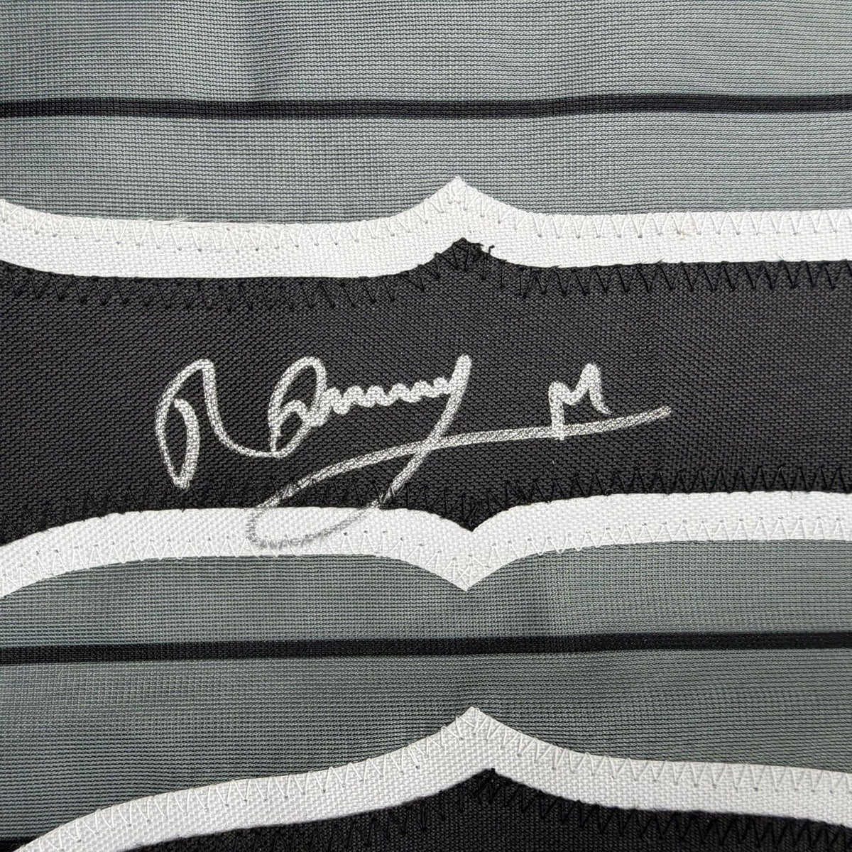 Framed Autographed/Signed Ronny Mauricio 35x39 New York Grey Pinstripe City Connect Baseball Jersey Beckett BAS COA