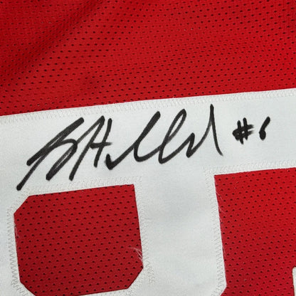 Framed Autographed/Signed Sam Hubbard 35x39 Ohio State Red College Football Jersey JSA COA