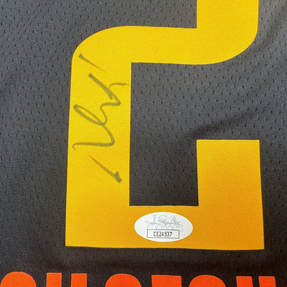Framed Autographed/Signed Shai Gilgeous-Alexander SGA 35x39 Oklahoma City OKC Thunder Black City Edition Authentic Basketball Jersey JSA COA