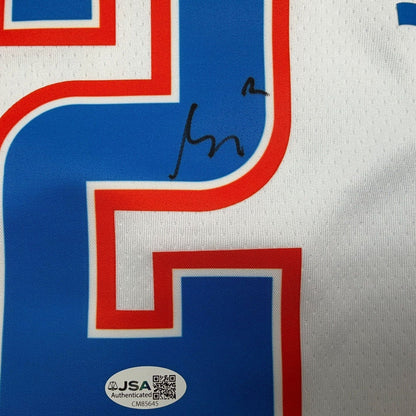 Framed Autographed/Signed Shai Gilgeous-Alexander SGA 35x39 Oklahoma City OKC Thunder White Authentic Basketball Jersey JSA COA