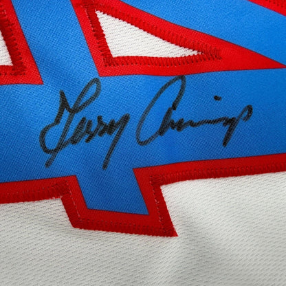 Framed Autographed/Signed Terry Cummings 35x39 Los Angeles White Basketball Jersey Beckett BAS COA