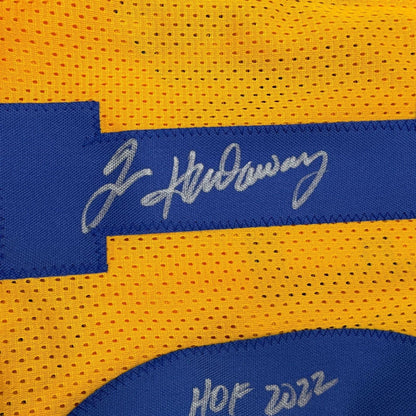 Framed Autographed/Signed Tim Hardaway 35x39 Golden State Yellow Basketball Jersey Beckett BAS COA