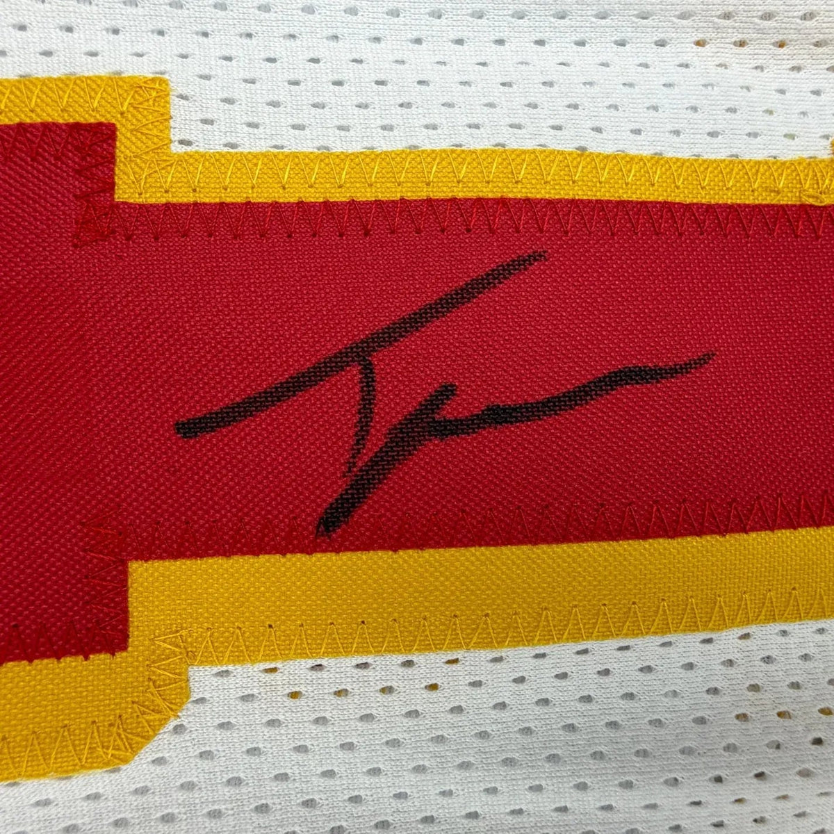 Framed Autographed/Signed Trae Young Ice Trae 35x39 Atlanta White Basketball Jersey Beckett BAS COA