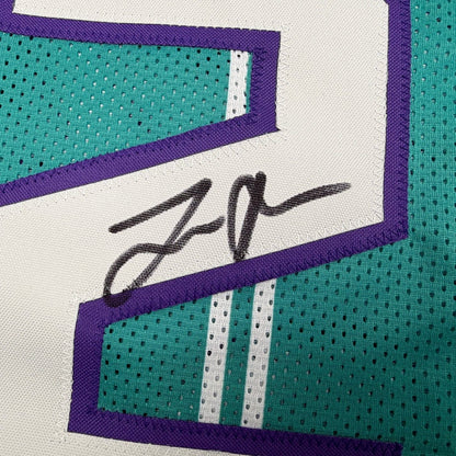Framed Autographed/Signed Tre Mann 35x39 Charlotte Teal Basketball Jersey Beckett BAS COA