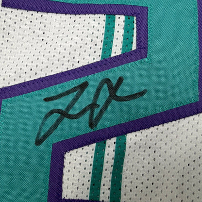 Framed Autographed/Signed Tre Mann 35x39 Charlotte White Basketball Jersey Beckett BAS COA