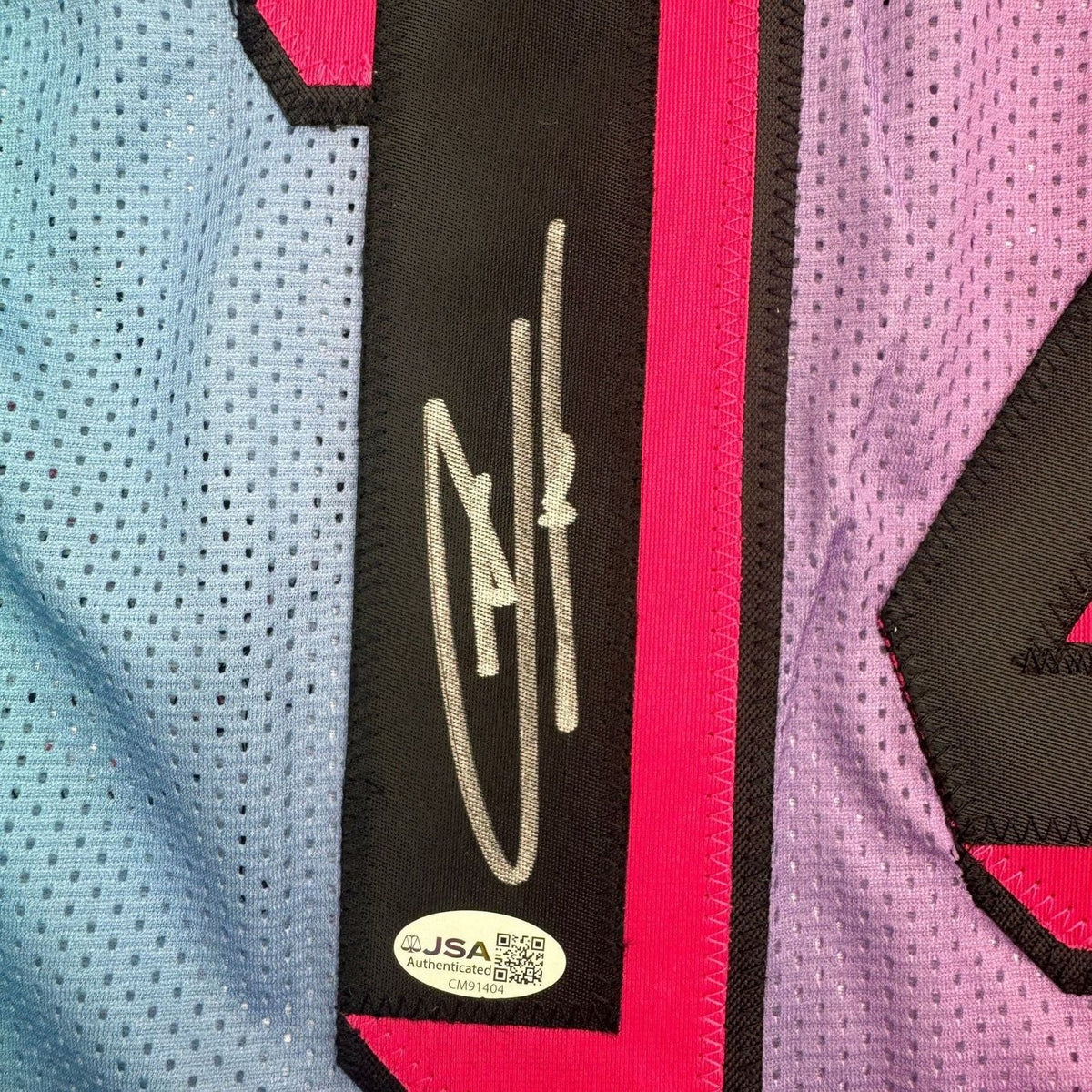Framed Autographed/Signed Tyler Herro 35x39 Miami Vice Basketball Jersey JSA COA